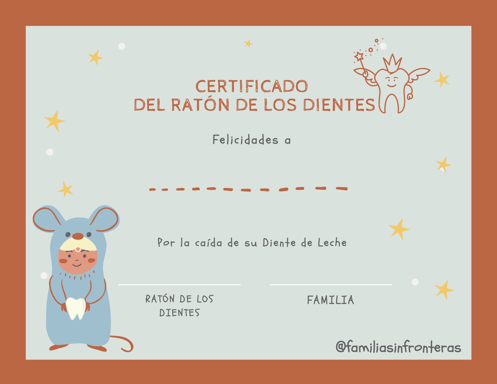 certificado del raton de los dientes